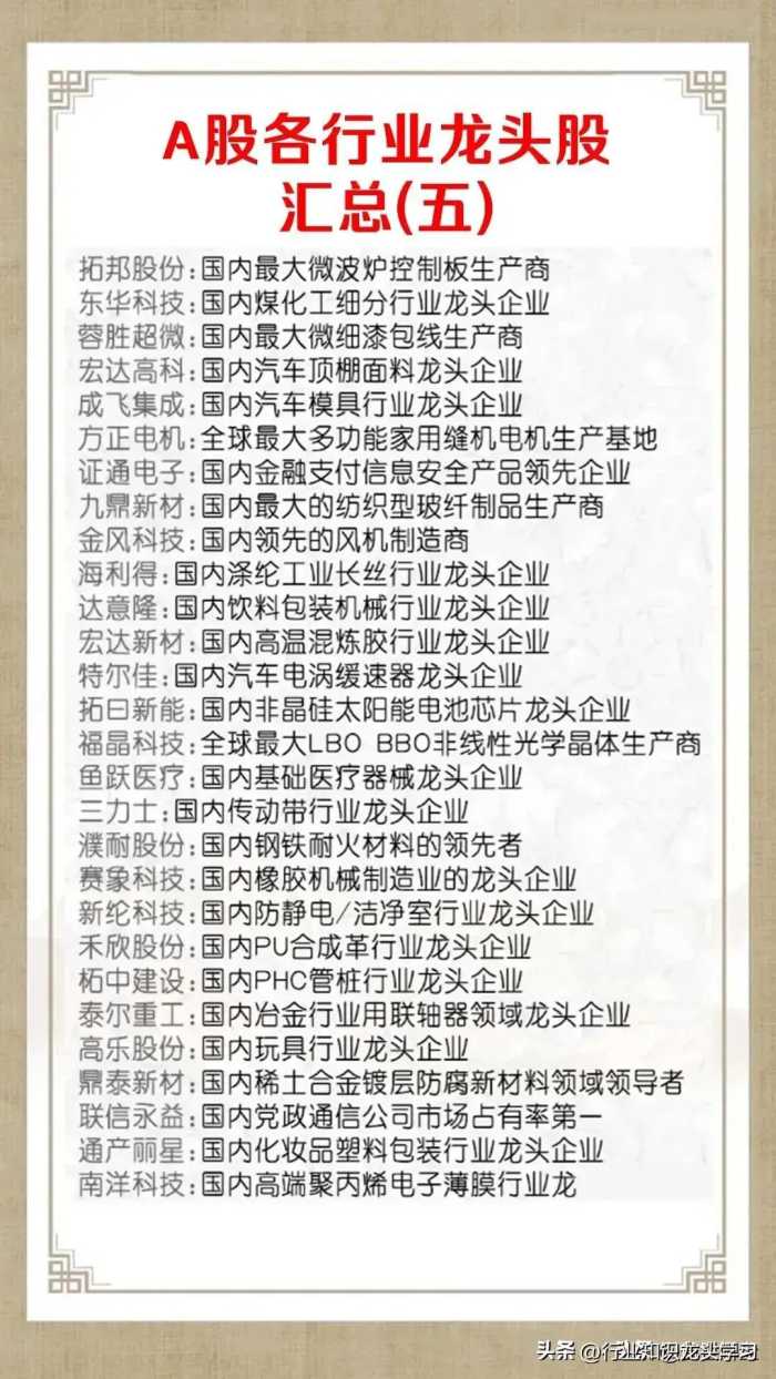 最具价值龙头：中字头，垄断性，全球第一，华为，中药，苹果MR等